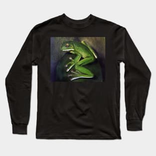 Green Tree Frog Pastel  by Adelaide Artist Avril Thomas Long Sleeve T-Shirt